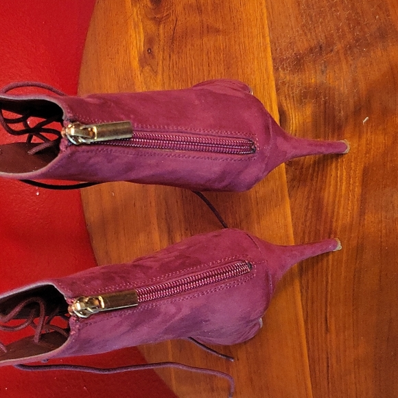 Just Fab Maroon-Lace up 4" Heels - Size 8.5 - Picture 2 of 7